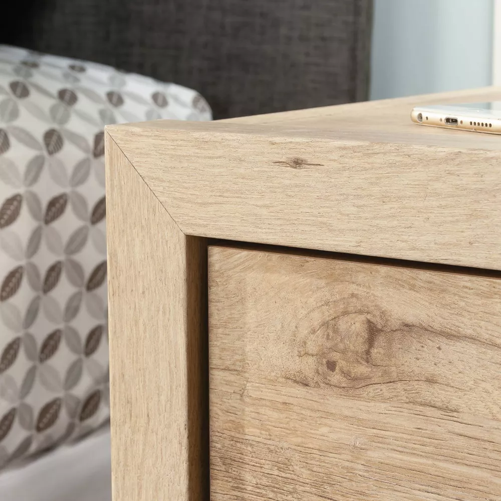 1 Drawer Nightstand Prime Oak- Sauder: Laminated Bedside Table with Shelving - Image 3