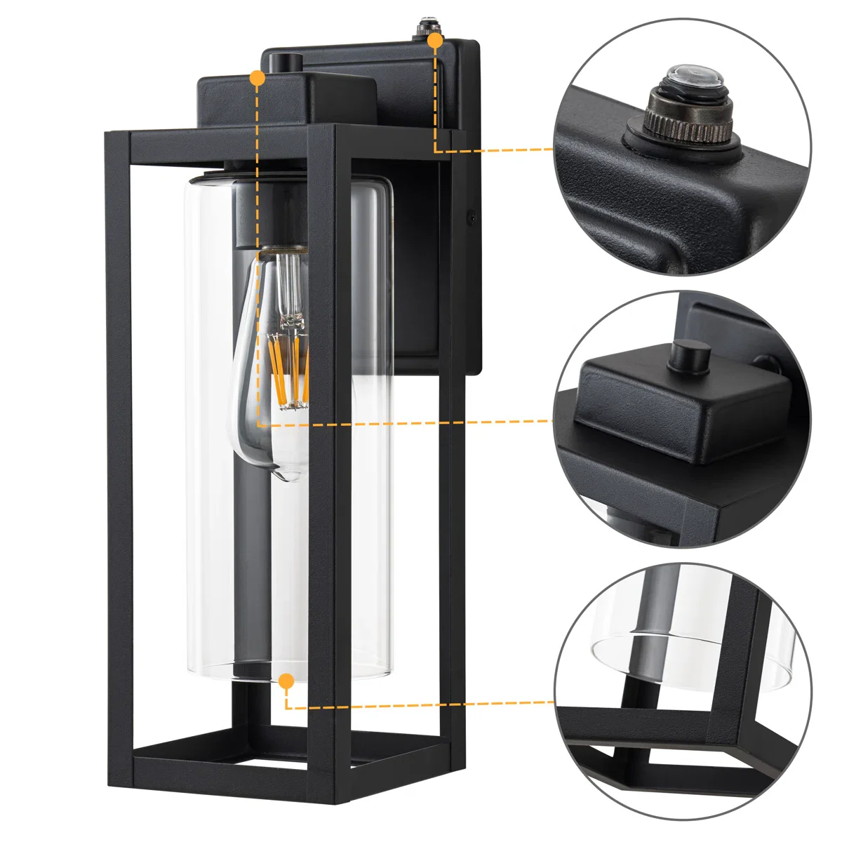 1-light Matte Black Dusk To Dawn Outdoor Wall Lantern - Image 2