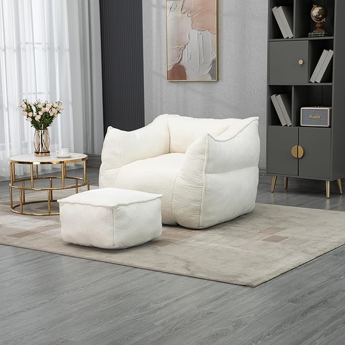 (1 PC) COOLMORE Bean Bag Chair - Cream SHOWROOM ITEM