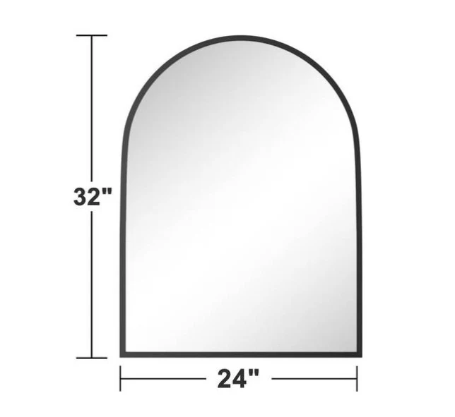 1-Piece Black Modern Arch Metal Framed Mirror - Image 3