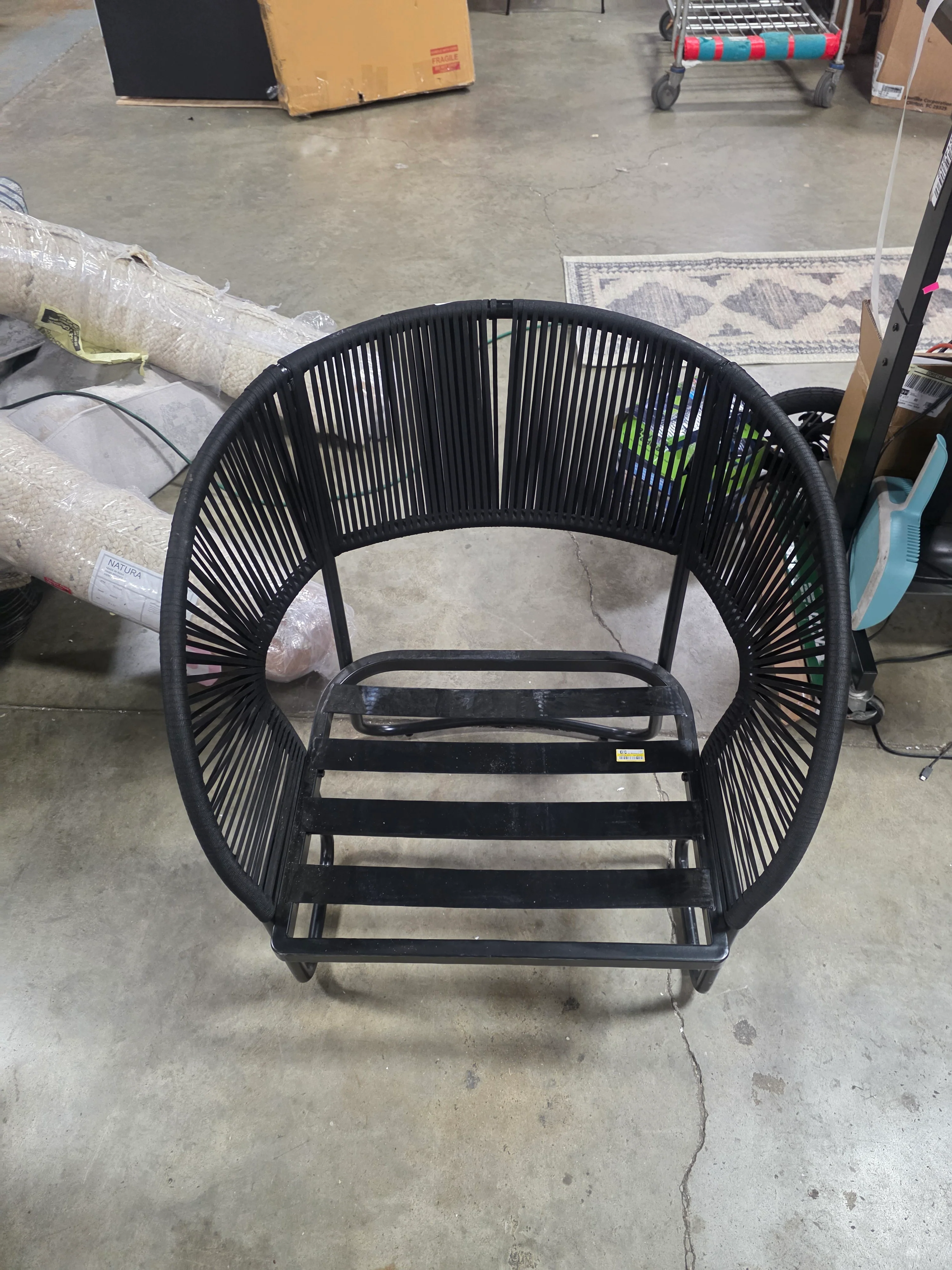 1-Piece Mackworth Rope Outdoor Patio Club Chairs Black - Weather-Resistant Steel Frame, Polyester Cushions - Image 9