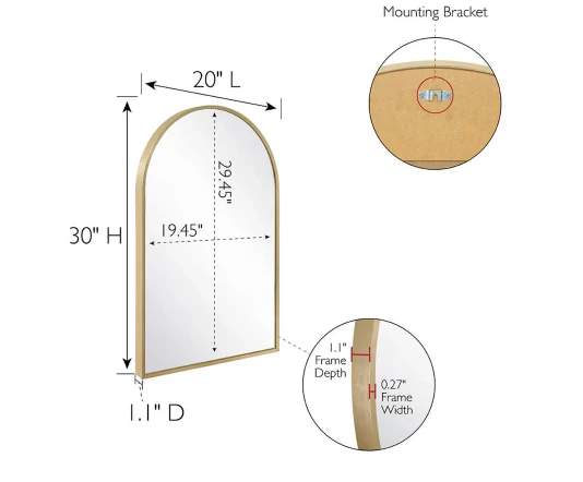 1-Piece Maeve Modern Arched Aluminum Framed Bathroom Wall Mirror, - Image 5