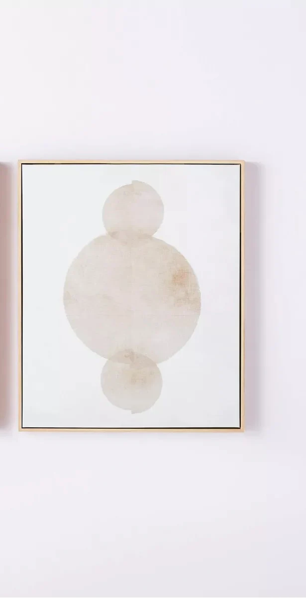 1-Piece Abstract Shapes Framed Canvas Brown