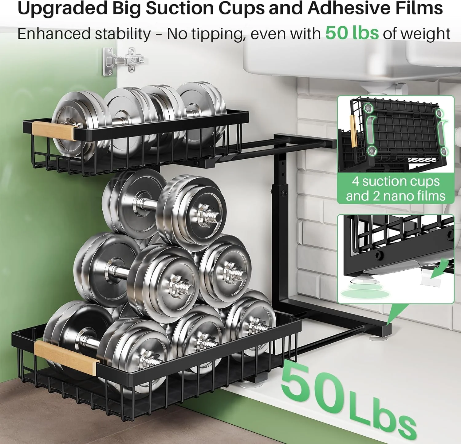 1 Pack 2-Tier Under Sink Organizers and Storage - Image 4