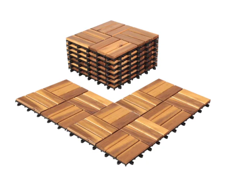 10 Pack Deck Tiles Interlocking Solid Wood Outdoor Flooring Waterproof