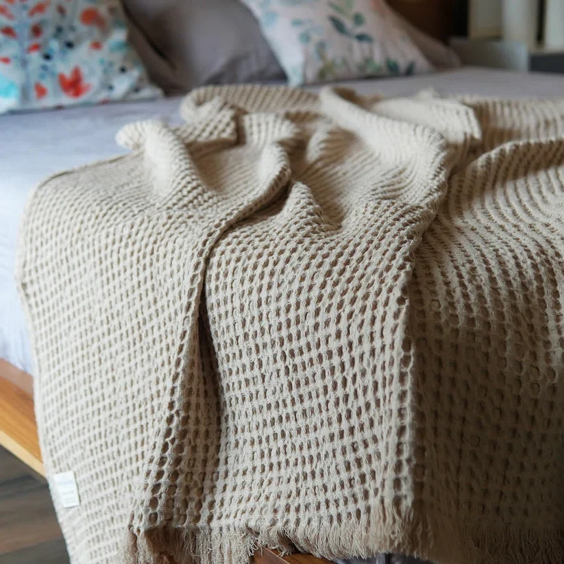 Cotton Waffle Weave Throw Blanket - Image 2