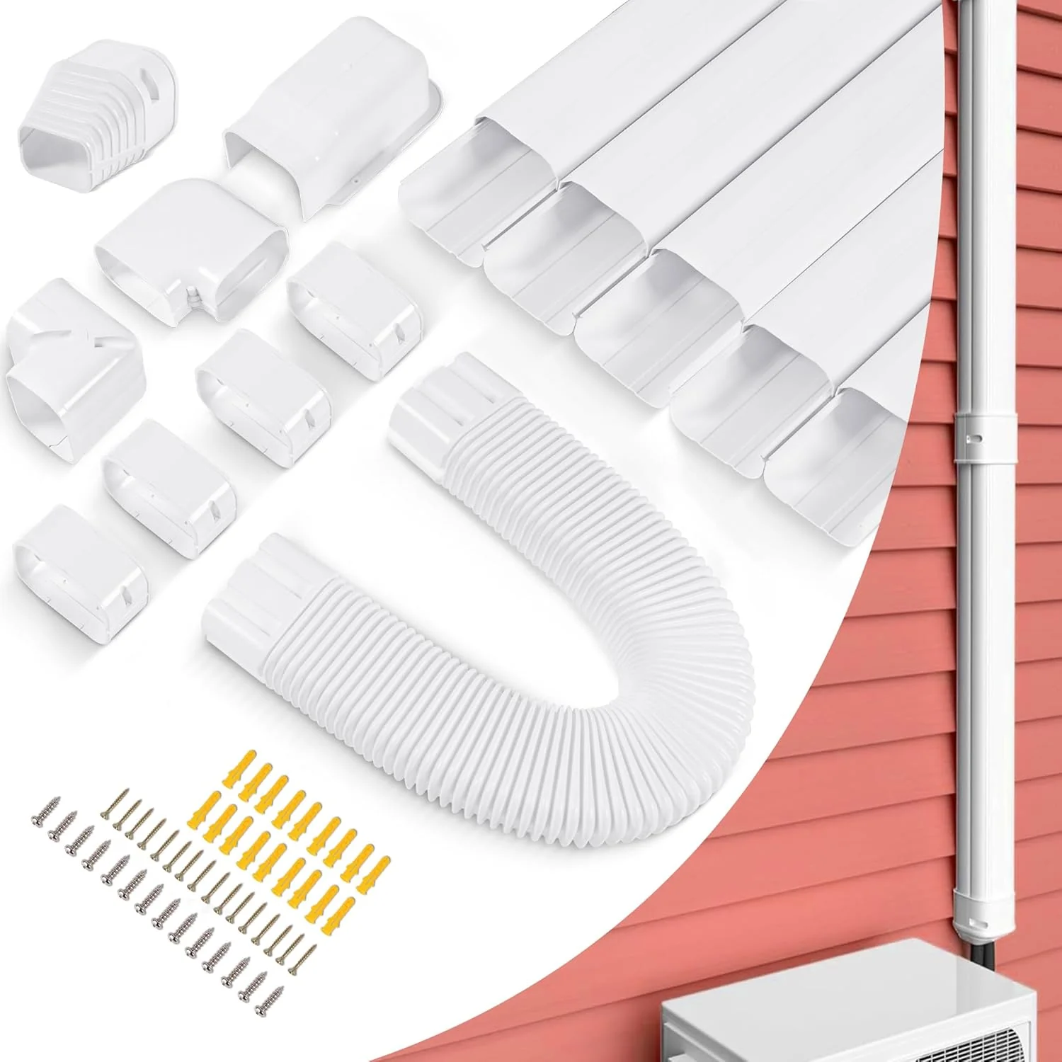Mini Split Line Set Cover PVC Line Cover Kit (White)