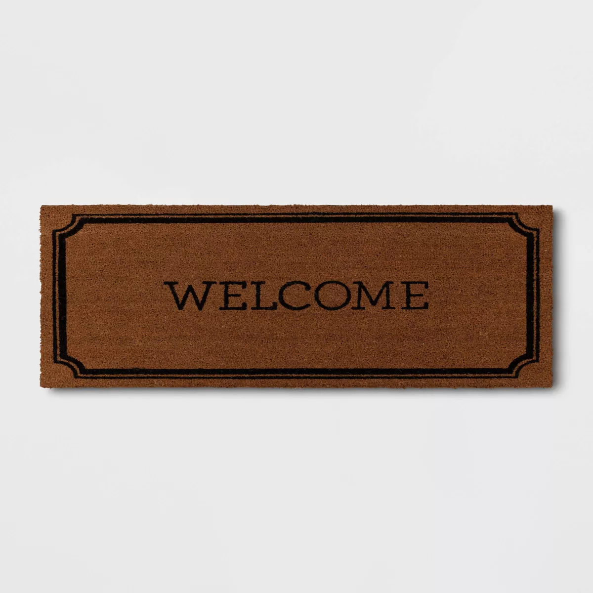 1'10"x3'11" Welcome Estate Doormat - Outdoor Coir Door Mat, Medium Pile, Black, Rectangle, Shake Clean