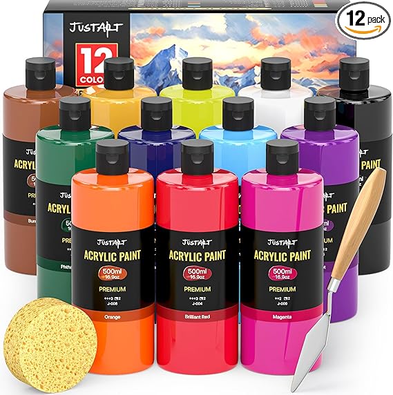12 Colors Acrylic Paint Bottle Set