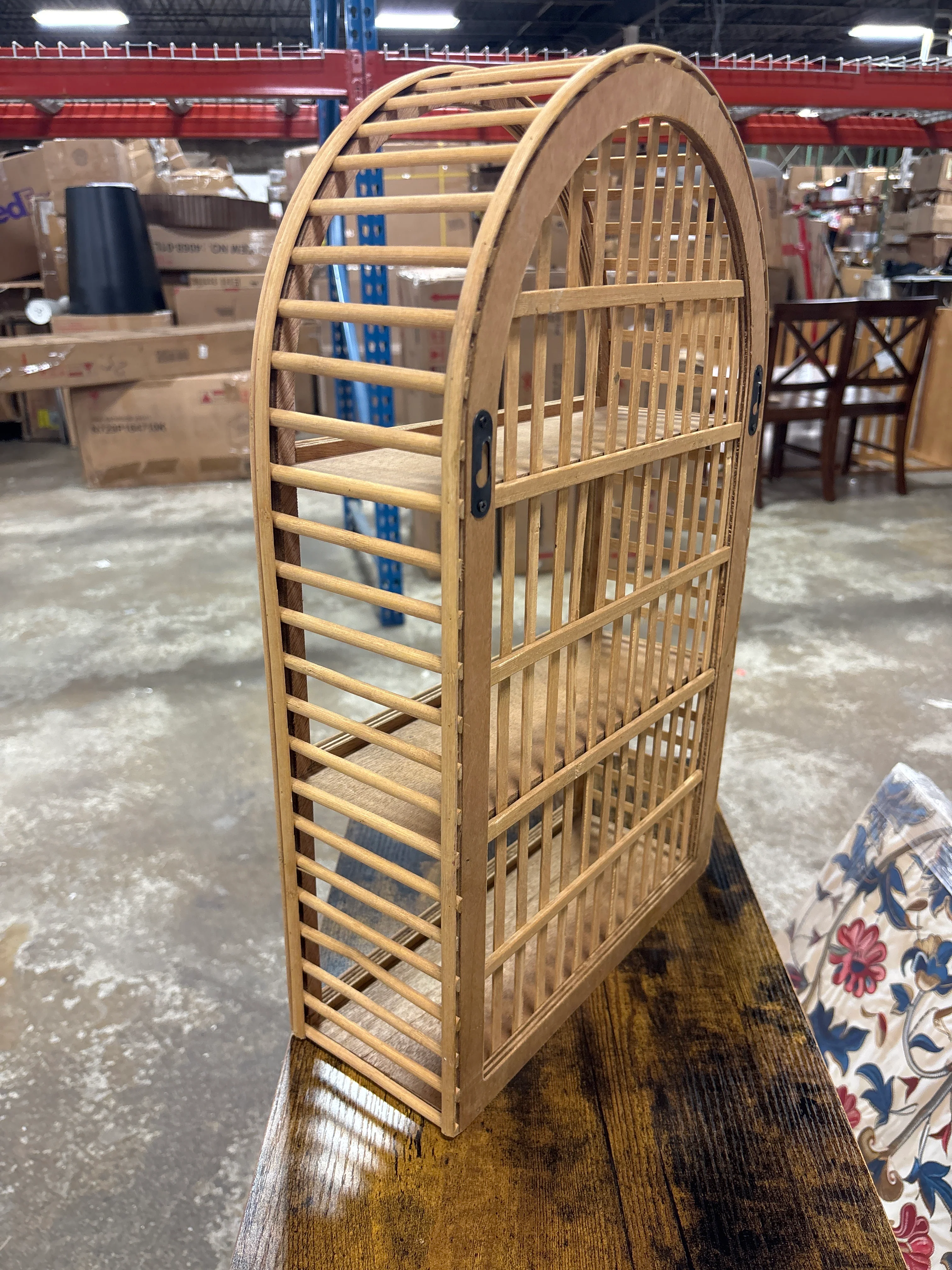 12" x 20" Wood and Rattan Wall Shelf Natural SHOWROOM ITEM - Image 4