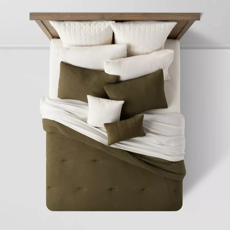 12pc King Micro Texture Comforter & Sheet Bedding Set Dark Green - Image 3