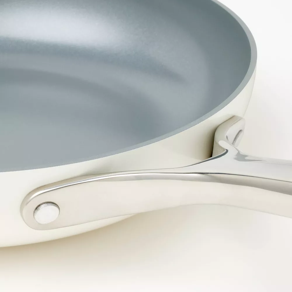 12pc Nonstick Ceramic Coated Aluminum Cookware Set Cream - Image 5
