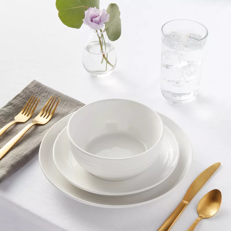 12pc Stoneware Westfield Dinnerware Set Ivory - Service for 4 - Image 5