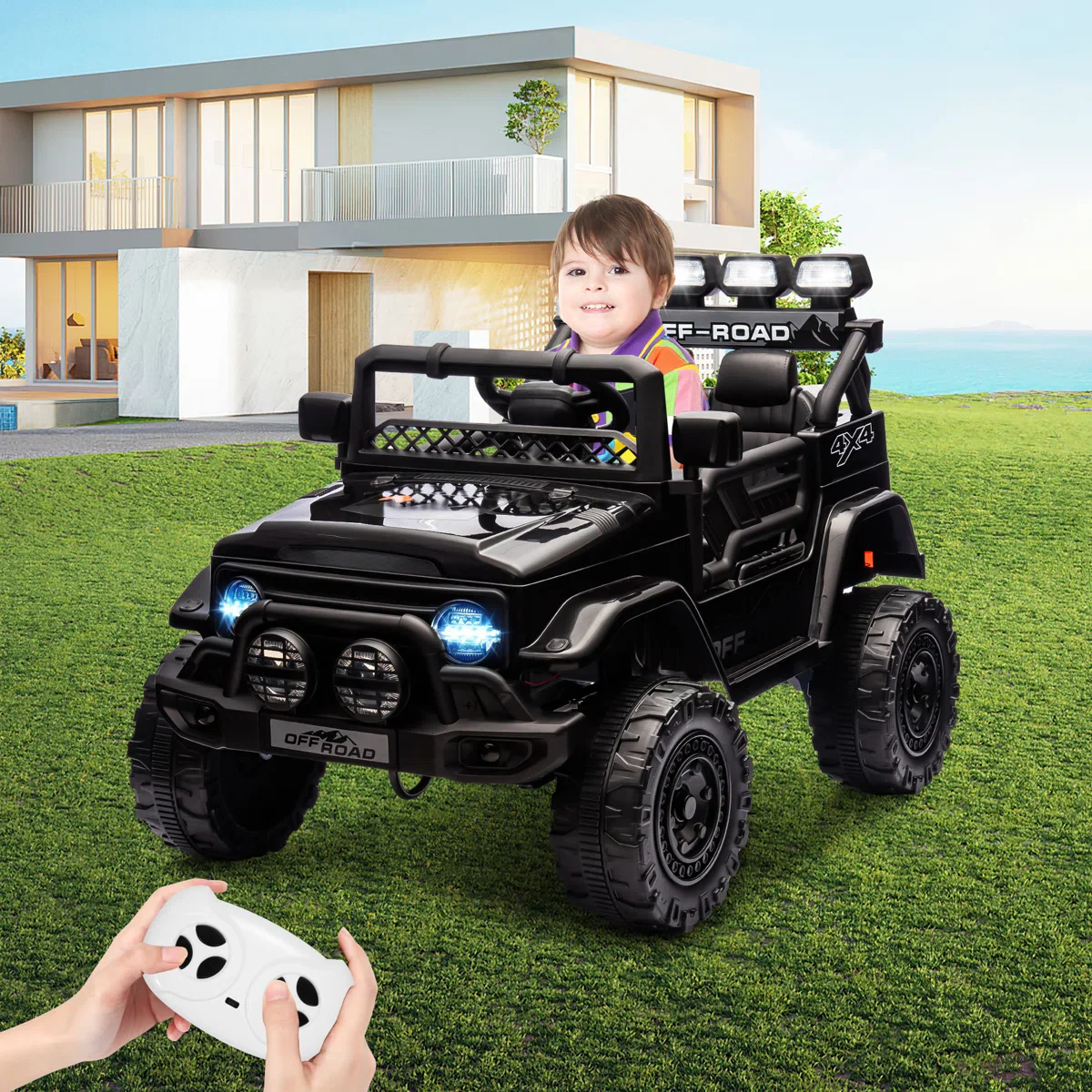12V Ride On Truck Car, 2WD Electric Car, Black - Image 4