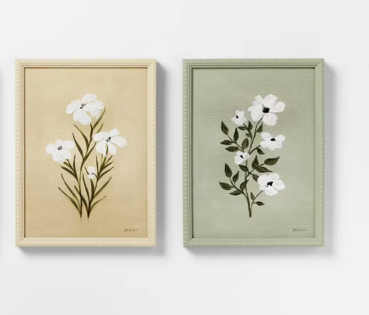12"x16" Flower Framed Arts - Threshold™ designed with Studio McGee (Set of 2) SHOWROOM ITEM