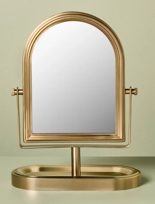 12"x9" Arch Vanity Mirror with Tray Brass Finish - Hearth & Hand™ with Magnolia SHOWROOM ITEM