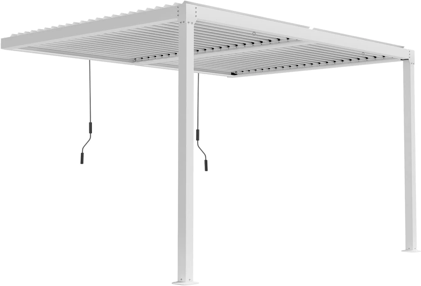 13 x 10 ft. Outdoor Aluminum Wall Mounted Louvered Pergola Waterproof Gazebo Sun Shade Shelter - White