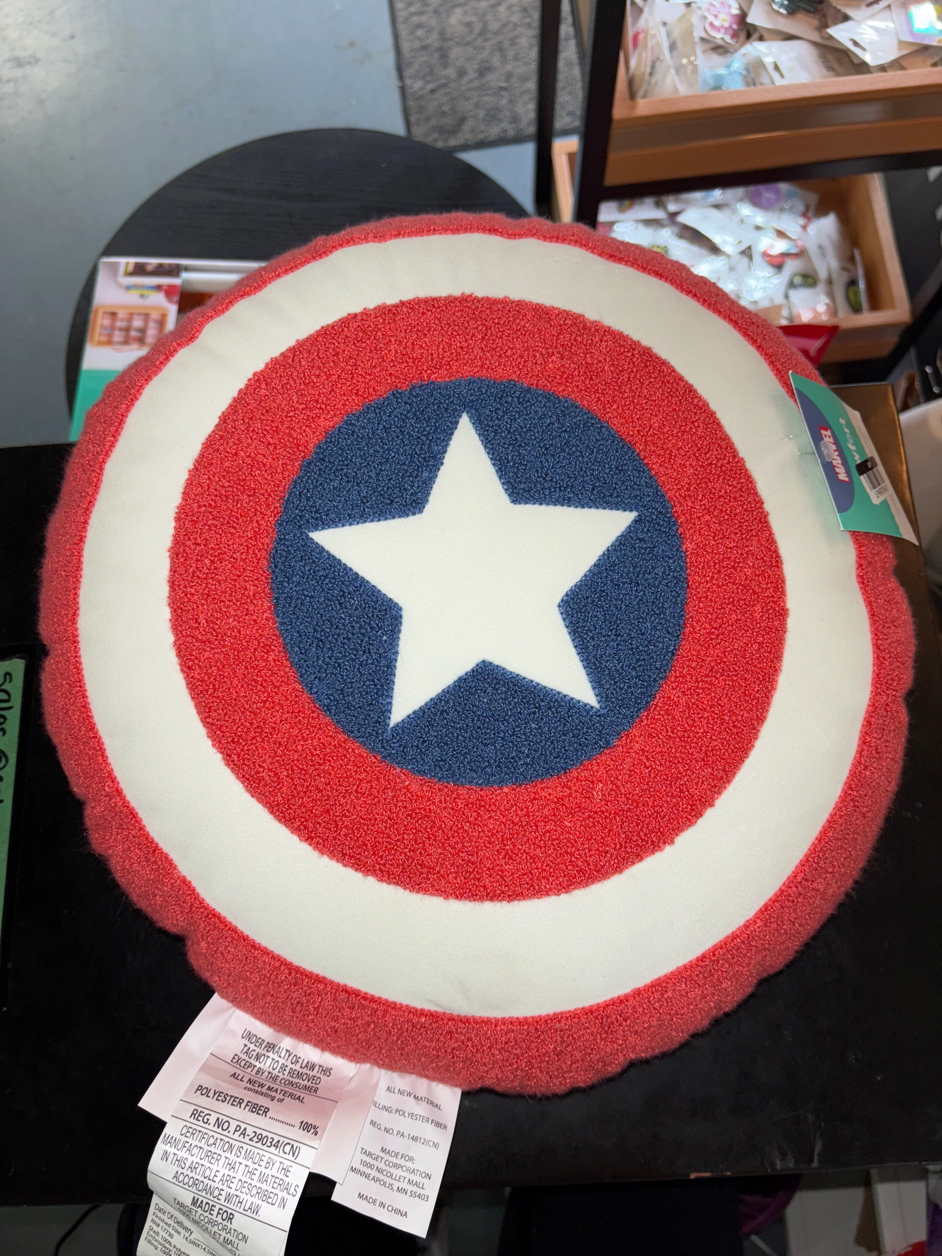 14.5" Marvel Captain America Shield Kids Throw Pillow SHOWROOM ITEM - Image 2