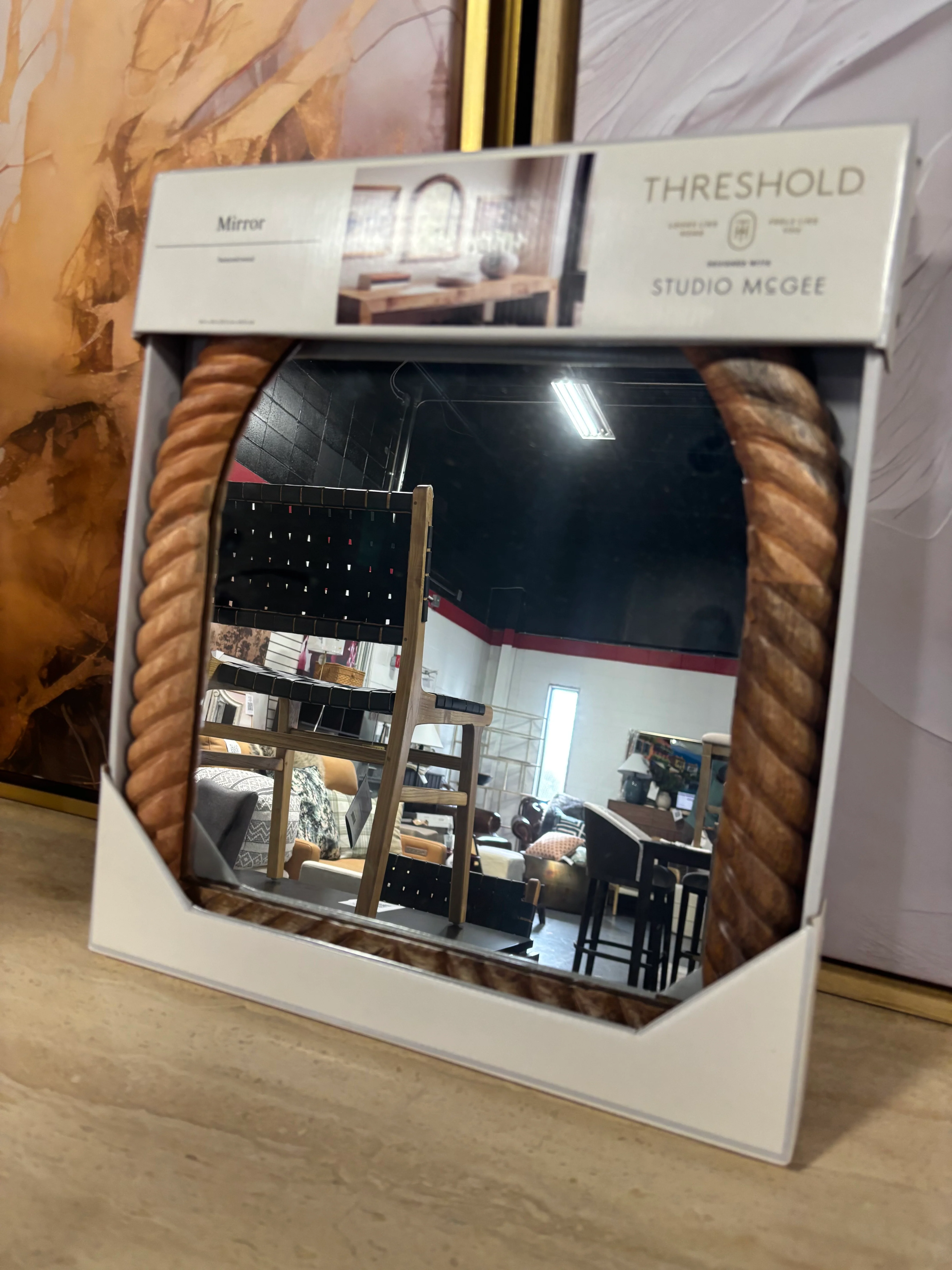14”x16” Textured Wood Mirror SHOWROOM ITEM - Image 2