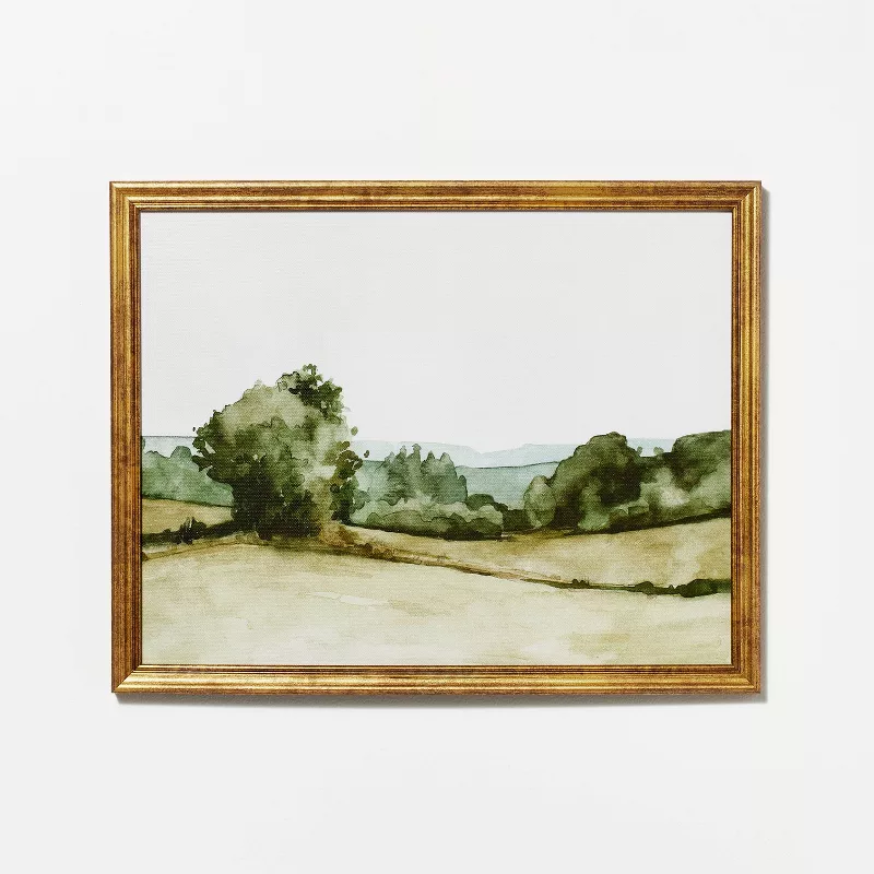 14"x 11" Rolling Hills Framed Wall Canvas Green SHOWROOM ITEM