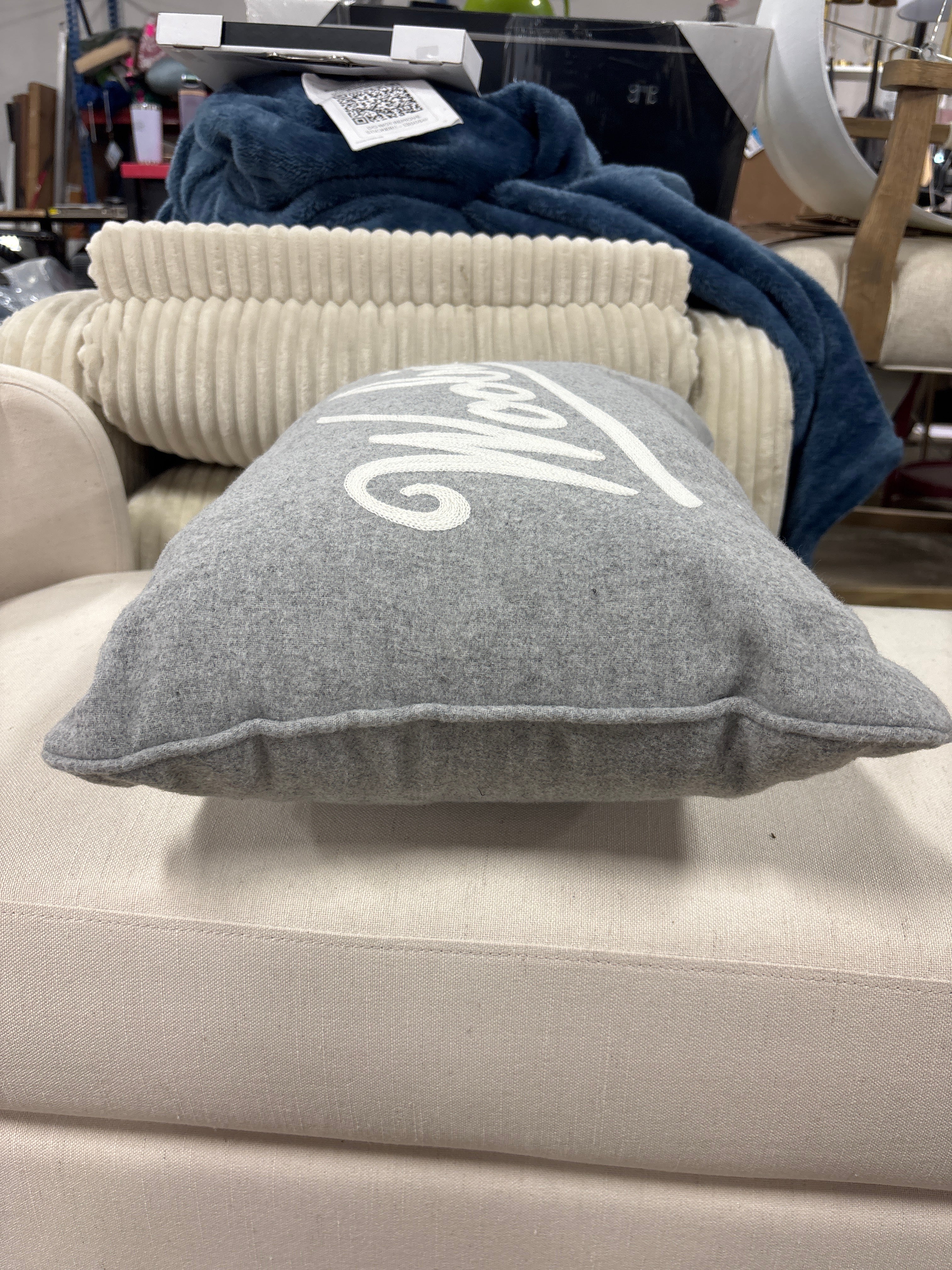 14"x 20" Woolrich Gray & White Embroidered Pillow SHOWROOM ITEM - Image 3
