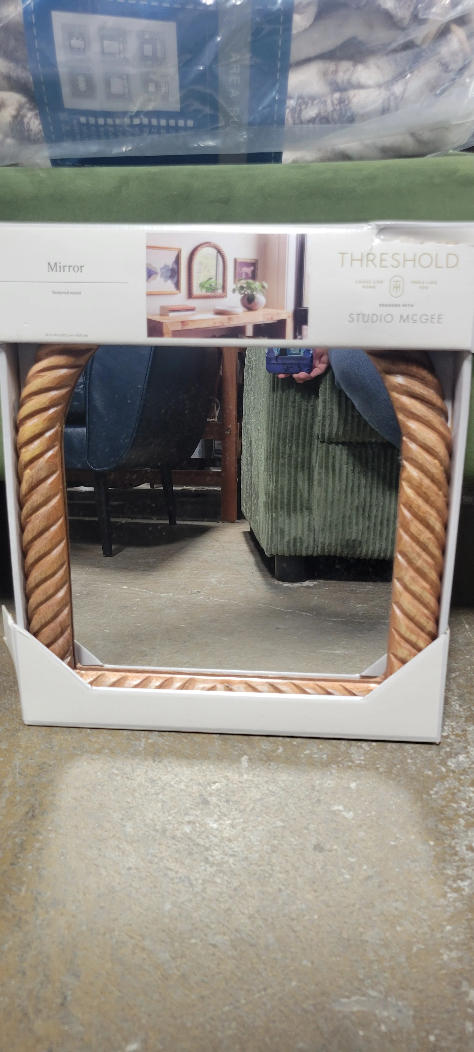 14"x16" Textured Wood Mirror - Threshold™ - SHOWROOM ITEM - Image 2