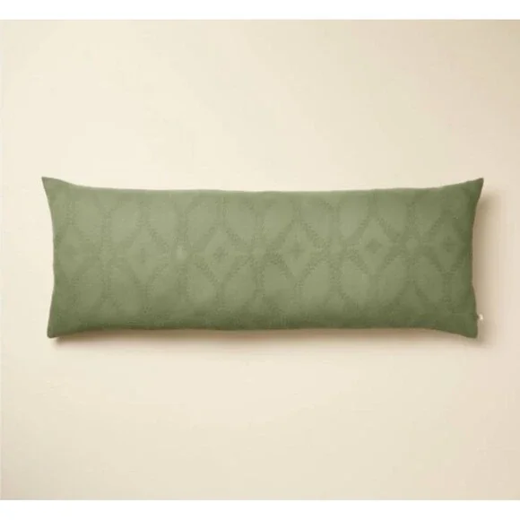 14"x36" Trellis Pattern Lumbar Bed Pillow Sage - Green SHOWROOM ITEM