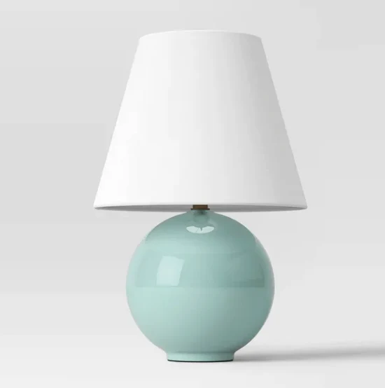 15.75x10.5 Round Table Lamp with Tapered Shade Blue: Ceramic Base, No Assembly- Threshold SHOWROOM ITEM