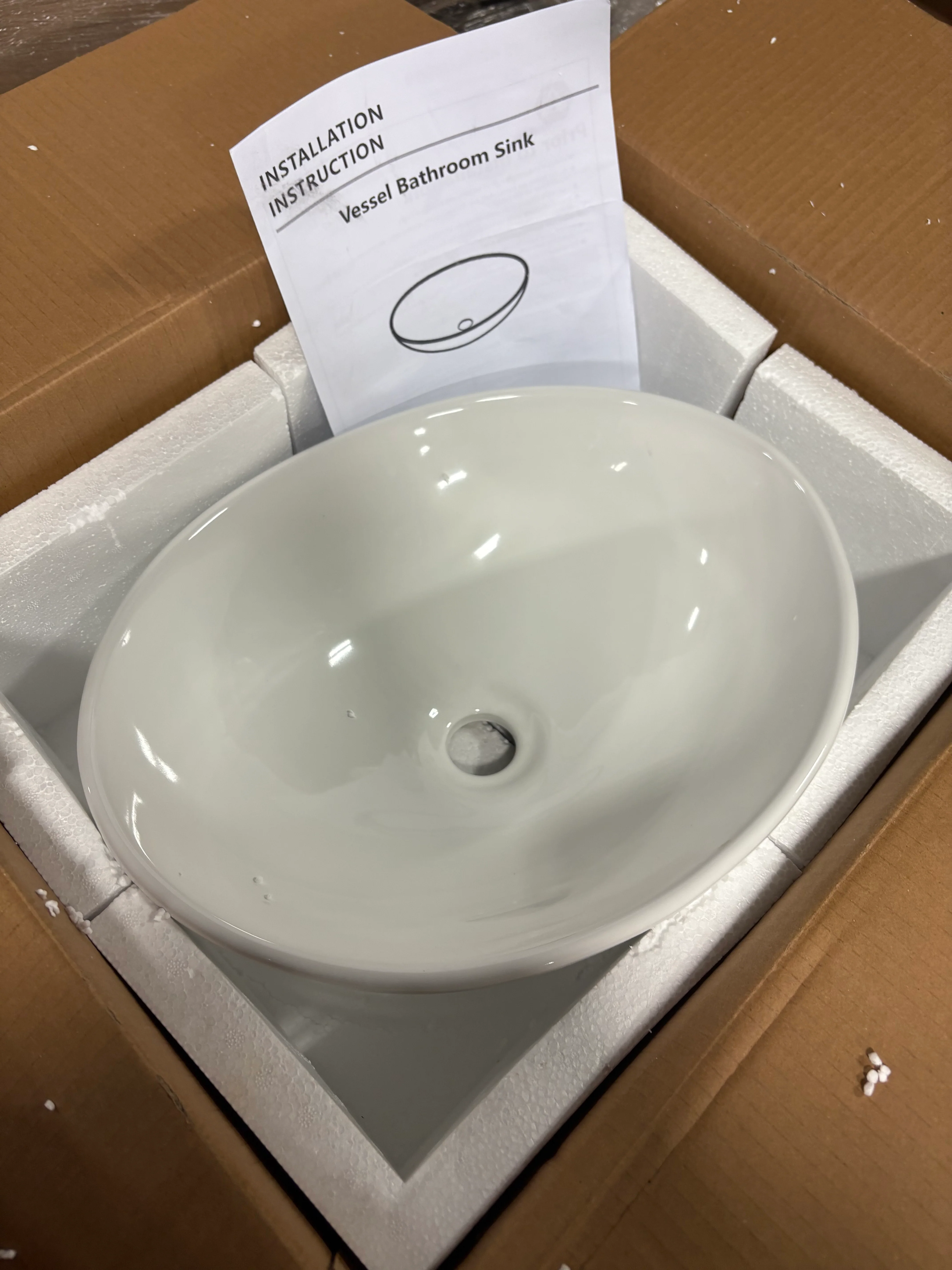 16" x 13" Oval Vessel Bathroom Sink White Bathroom Sink Ceramic - Image 3