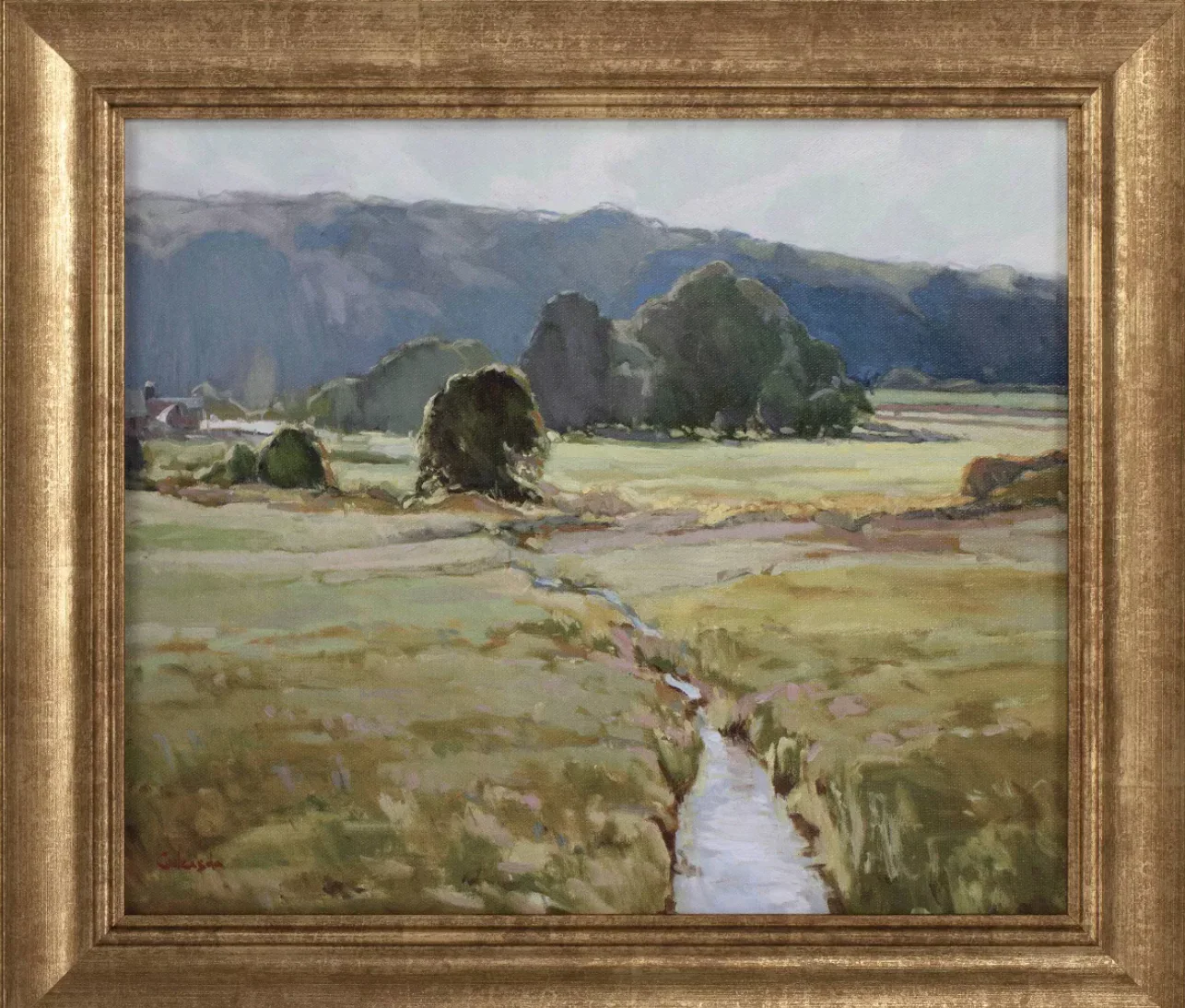 16" x 14" Summer Pasture Framed Wall Art Brass - Threshold™ designed with Studio McGee SHOWROOM ITEM