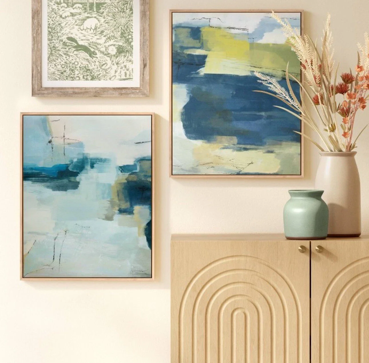 16" x 20" Abstract Pair Framed Wall Canvases - Threshold™ 2pk - SHOWROOM ITEM