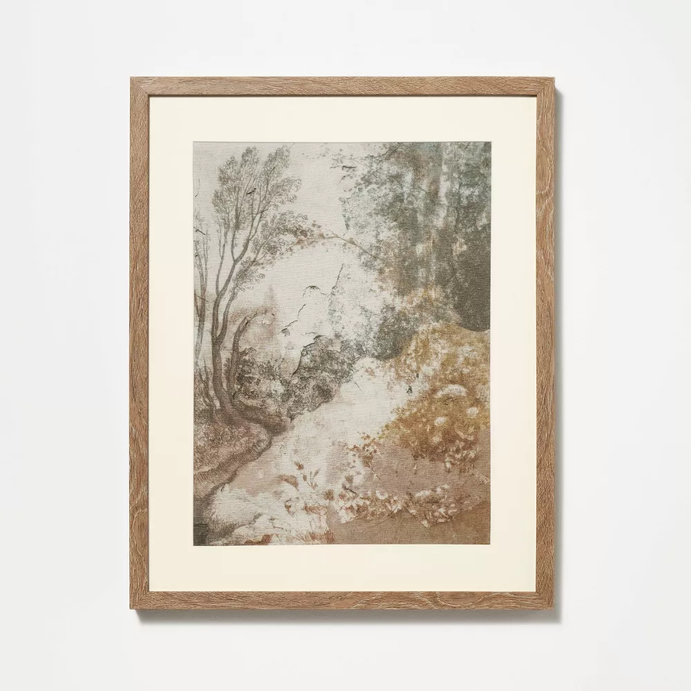 Ancient Fresco Linen Framed Wall Art Print -