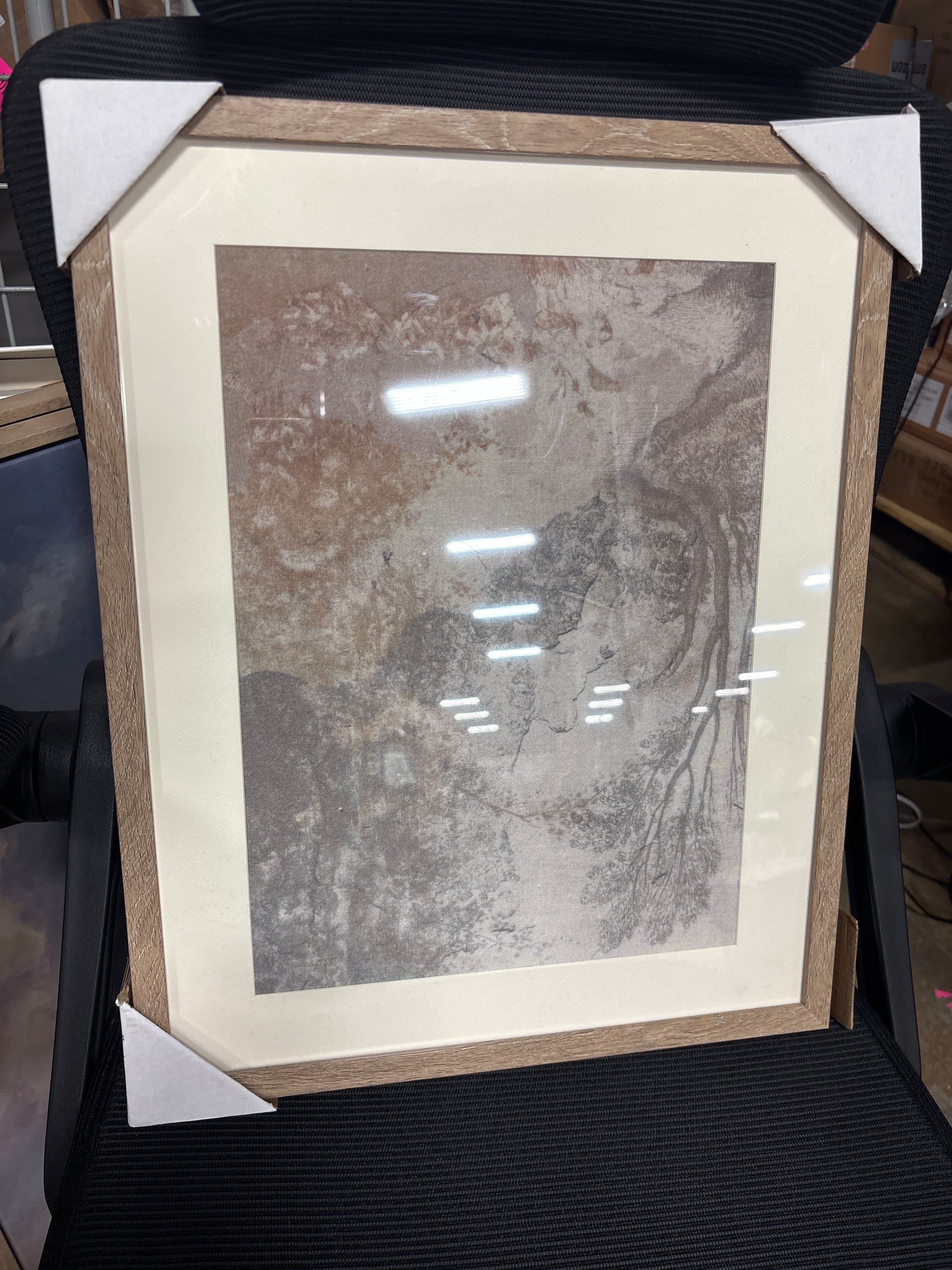 16"x 20" Ancient Fresco Linen Framed Wall Art Print SHOWROOM ITEM - Image 2