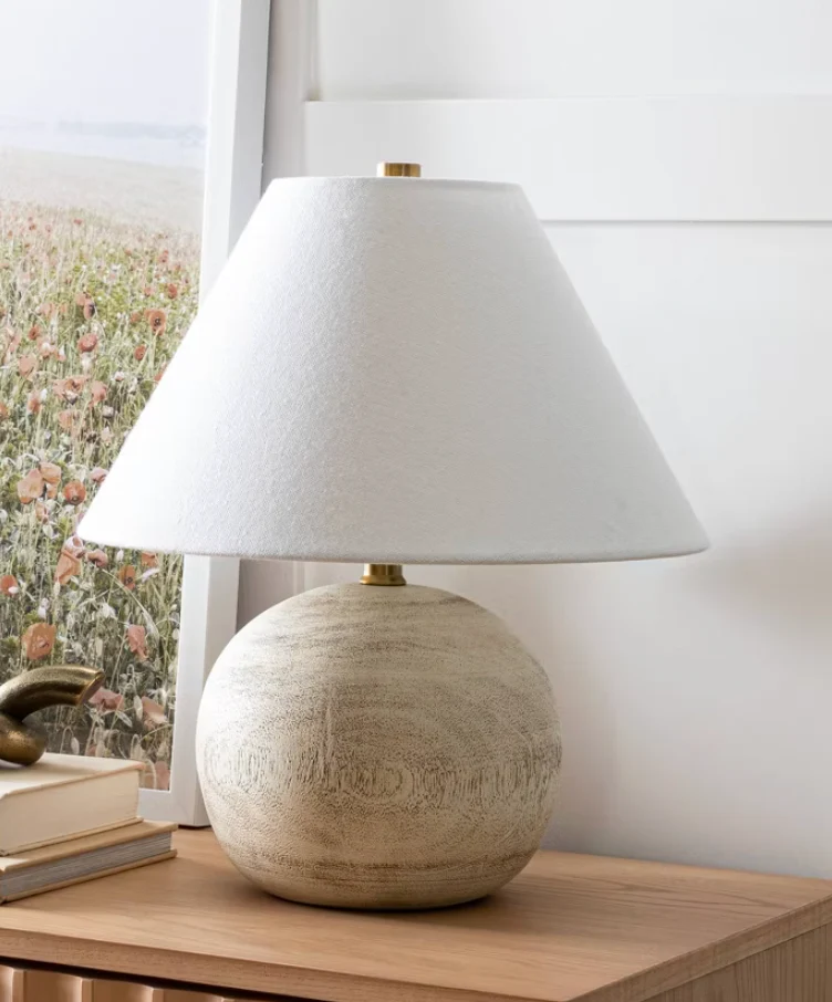 16"x14" Medium Faux Wood Table Lamp Brown - Threshold™ designed with Studio McGee SHOWROOM ITEM