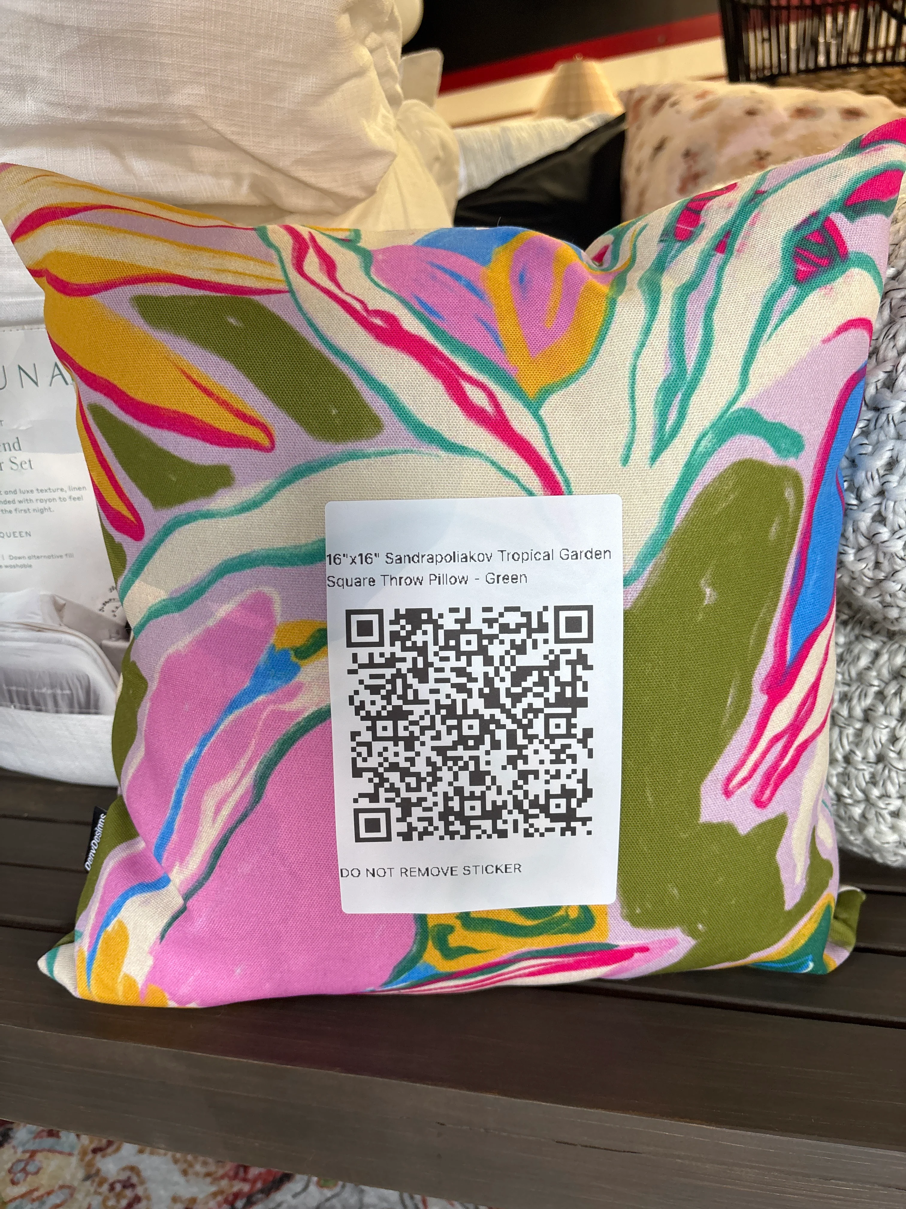 16"x16" Sandrapoliakov Tropical Garden Square Throw Pillow - Green SHOWROOM ITEM - Image 3