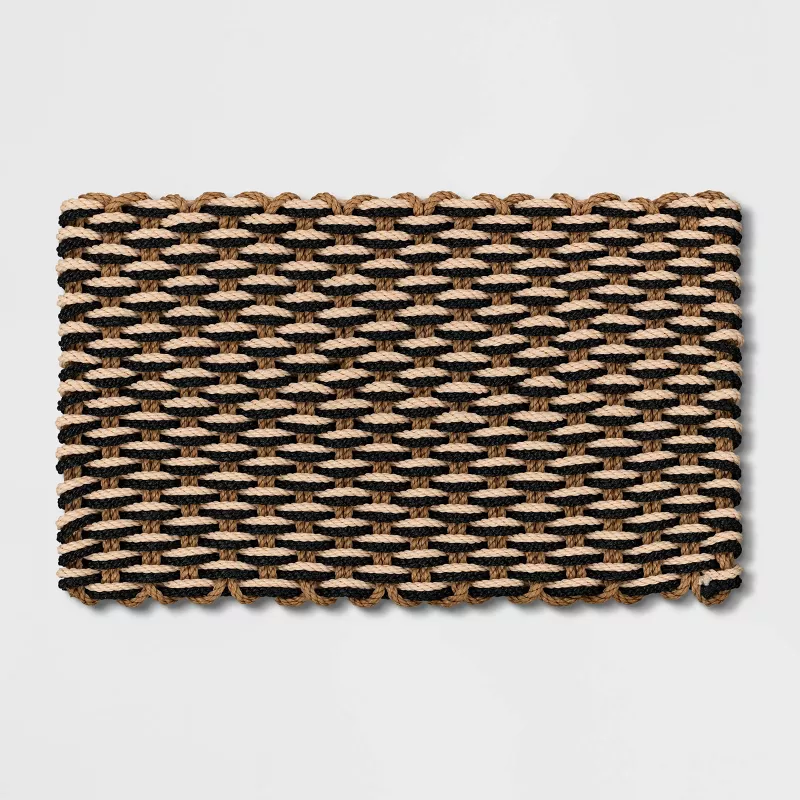 Rope Braided Basket Weave Doormat Black/Brown/Cream 1'6"x2'6"