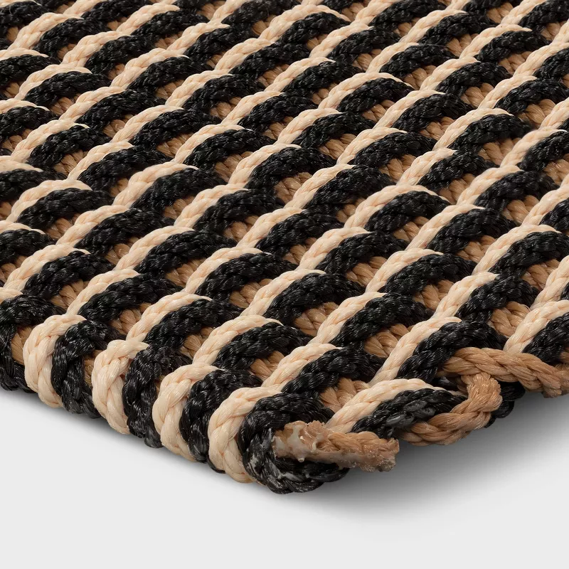 Rope Braided Basket Weave Doormat Black/Brown/Cream 1'6"x2'6" - Image 2
