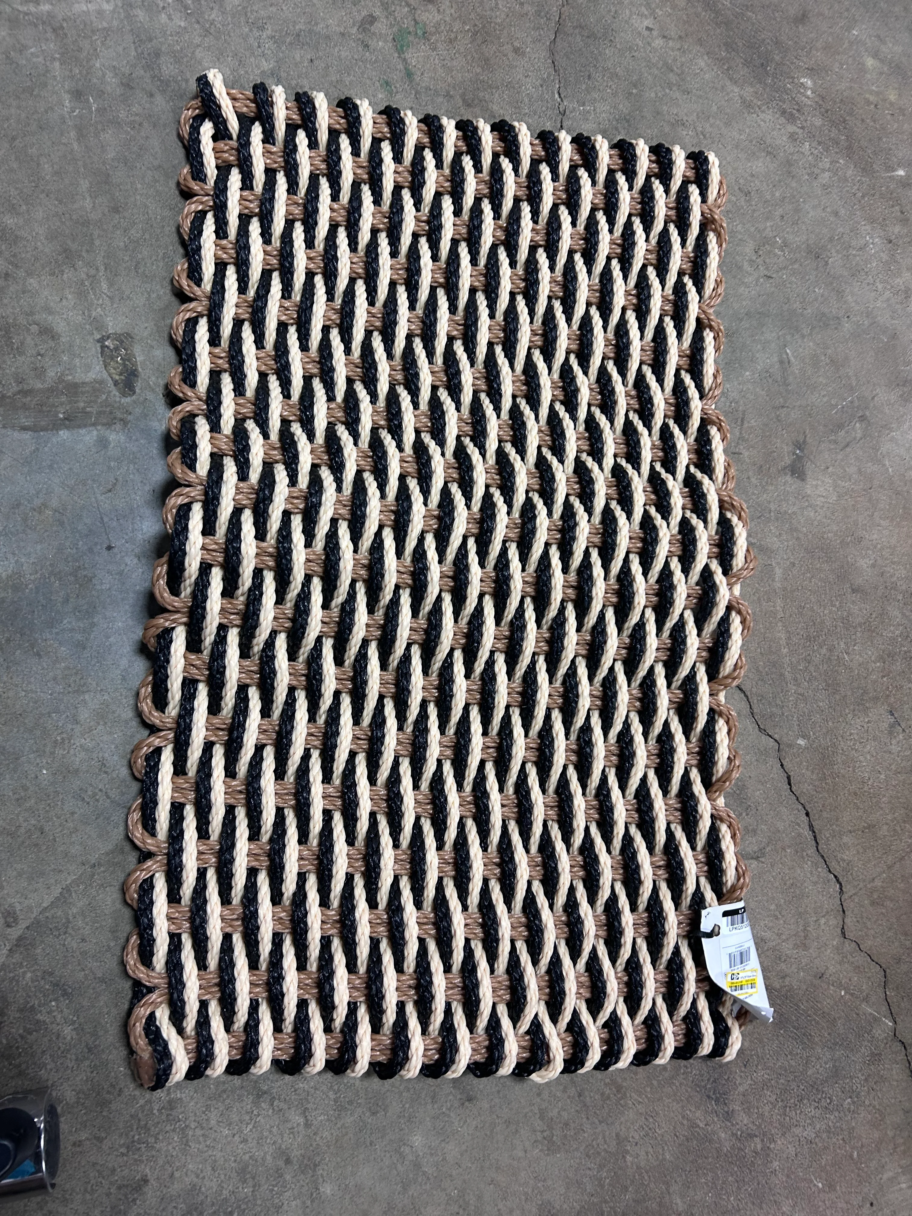 Rope Braided Basket Weave Doormat Black/Brown/Cream 1'6"x2'6" - Image 4