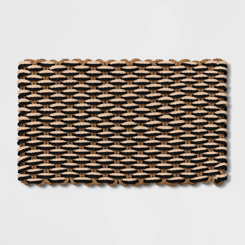 Rope Braided Basket Weave Doormat Black/Brown/Cream - 1'6"x2'6"