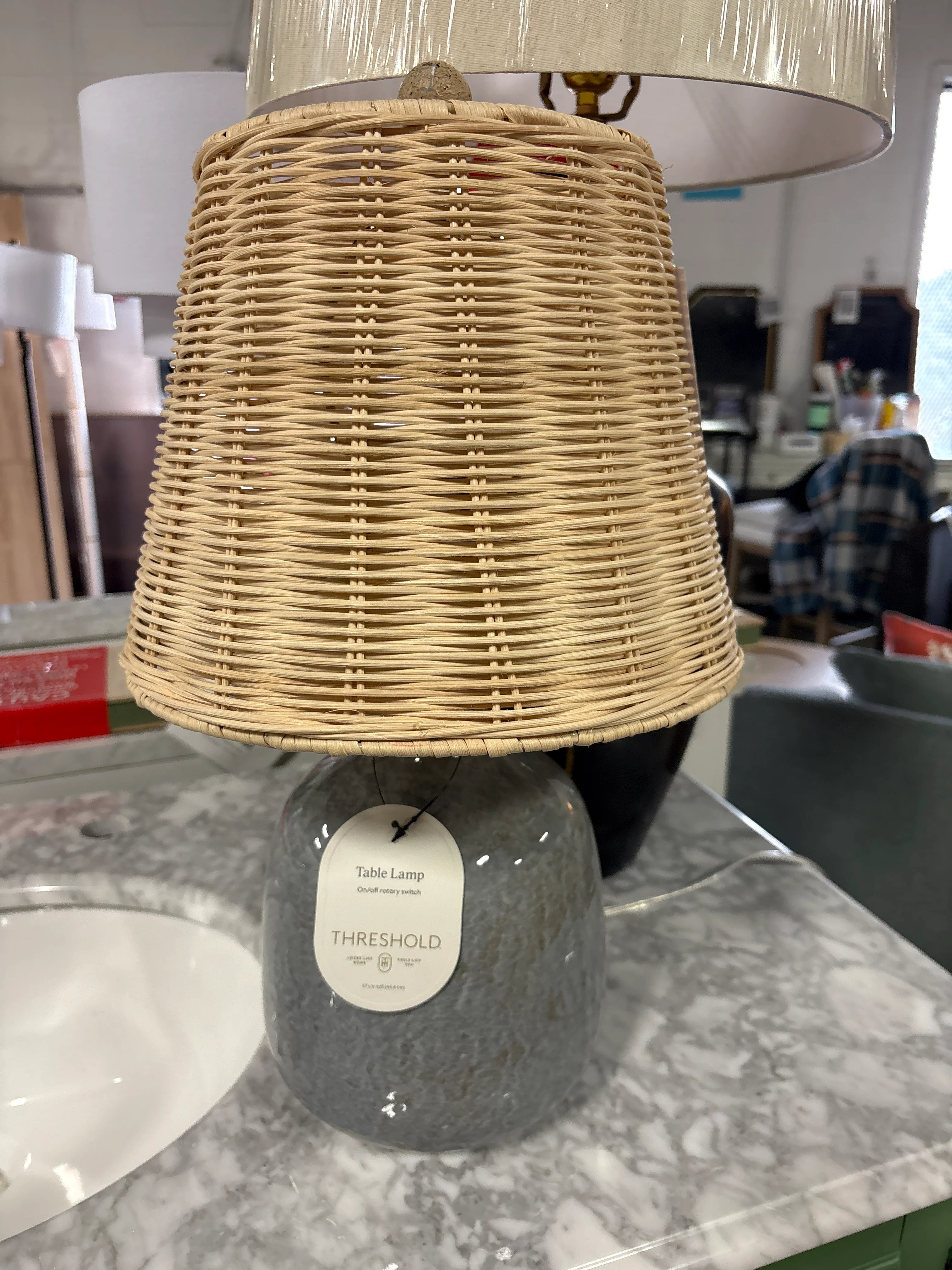 17.5"x11" Assembled Ceramic Table Lamp Gray - Threshold - SHOWROOM ITEM - Image 2