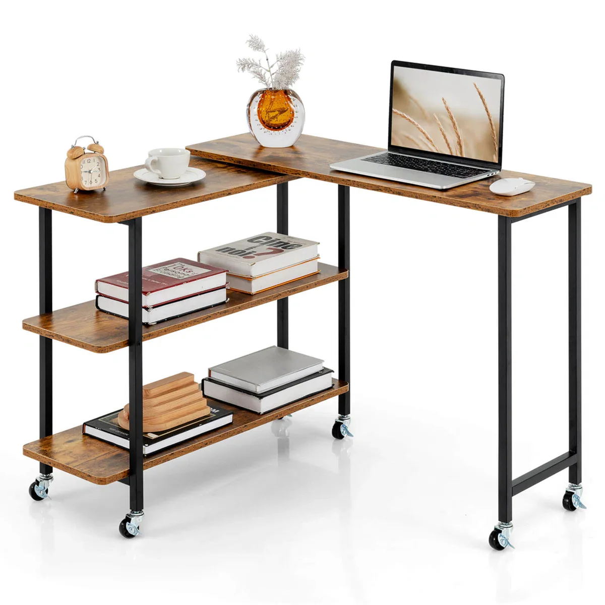 360° Rotatable Sofa Side Table L-shaped Laptop Desk