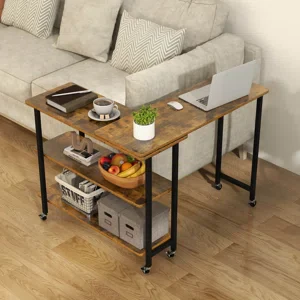 360° Rotatable Sofa Side Table L-shaped Laptop Desk - Image 5