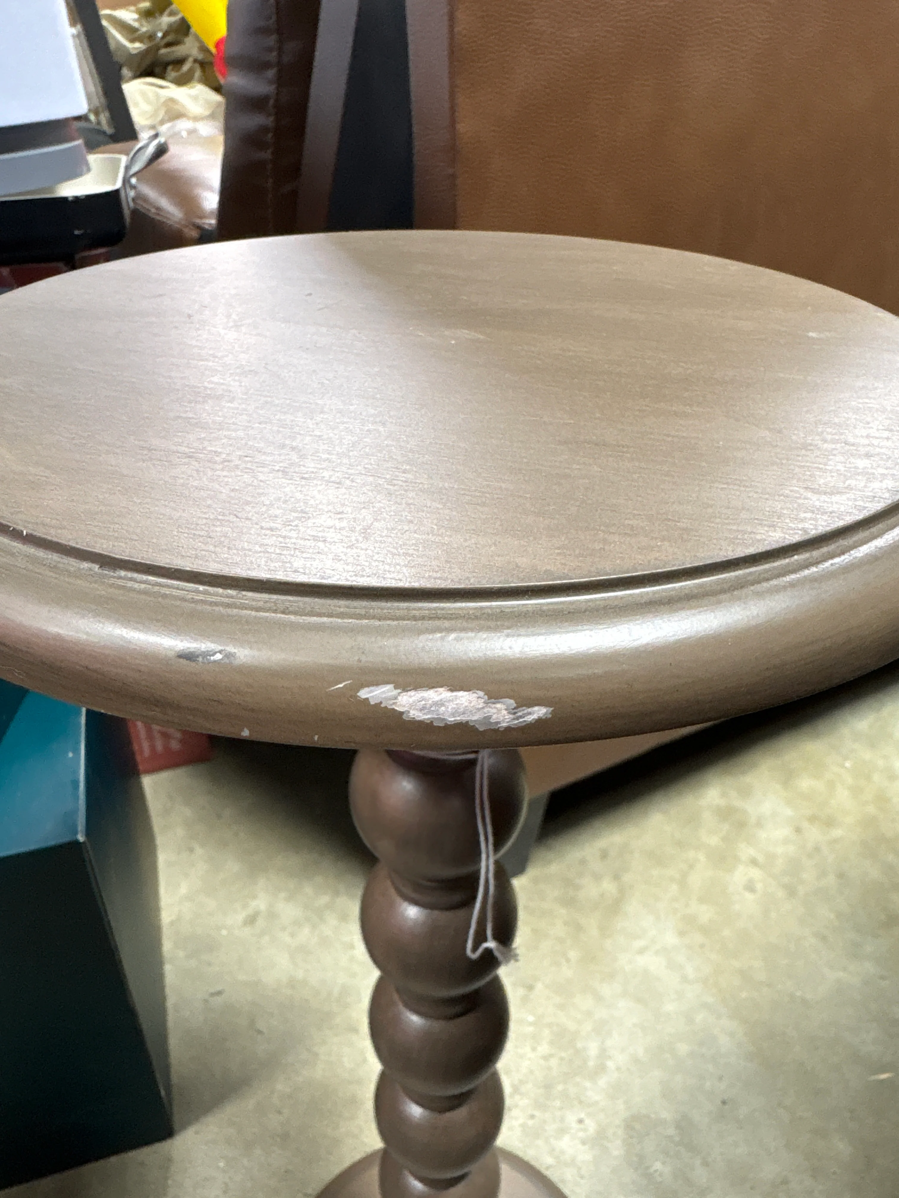 17" Teyla Traditional Round Wood Accent Spindle Table Natural - Powell: Sturdy Pedestal Base, MDF Surface SHOWROOM ITEM - Image 3