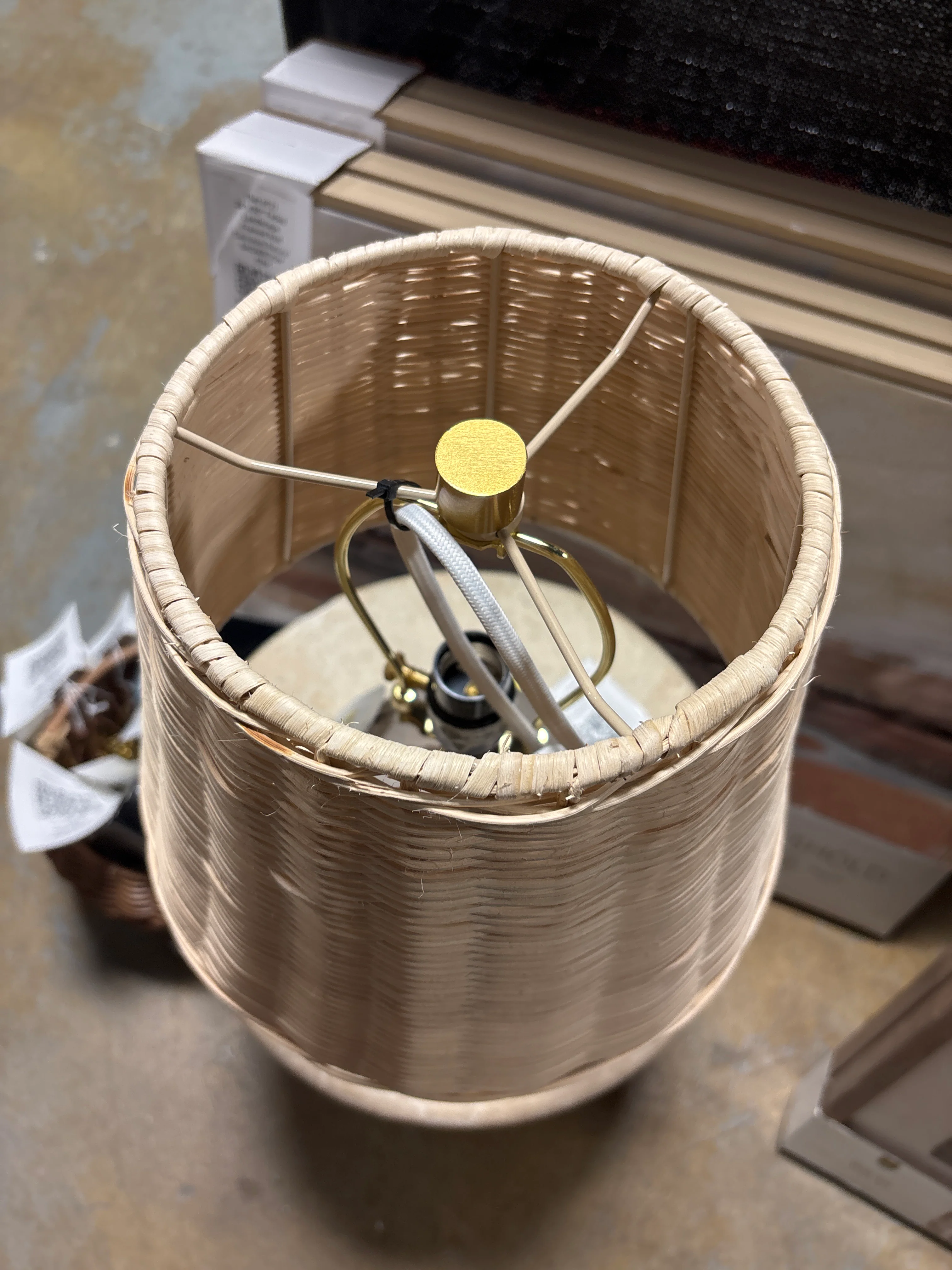 18.5"x11" Ceramic Table Lamp with Rattan Shade White SHOWROOM ITEM - Image 5