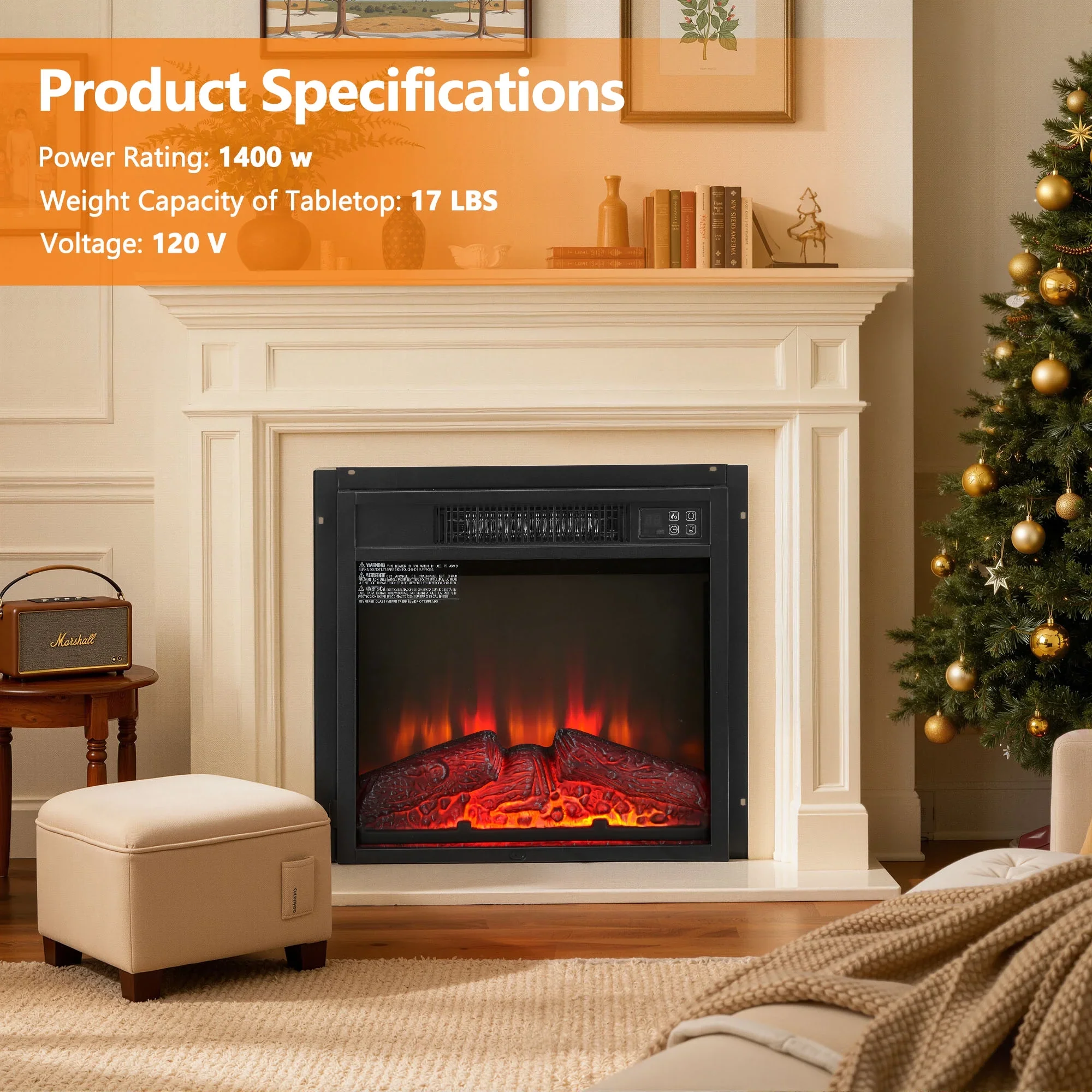 Fireplace Heaters for Inside, 3D Electric Fireplace Insert - Image 5