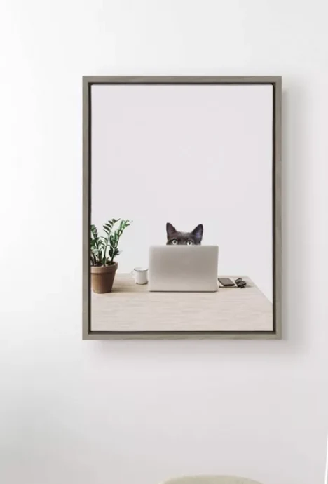 18" x 24" Sylvie Creative Cat Framed Canvas Art SHOWROOM ITEM
