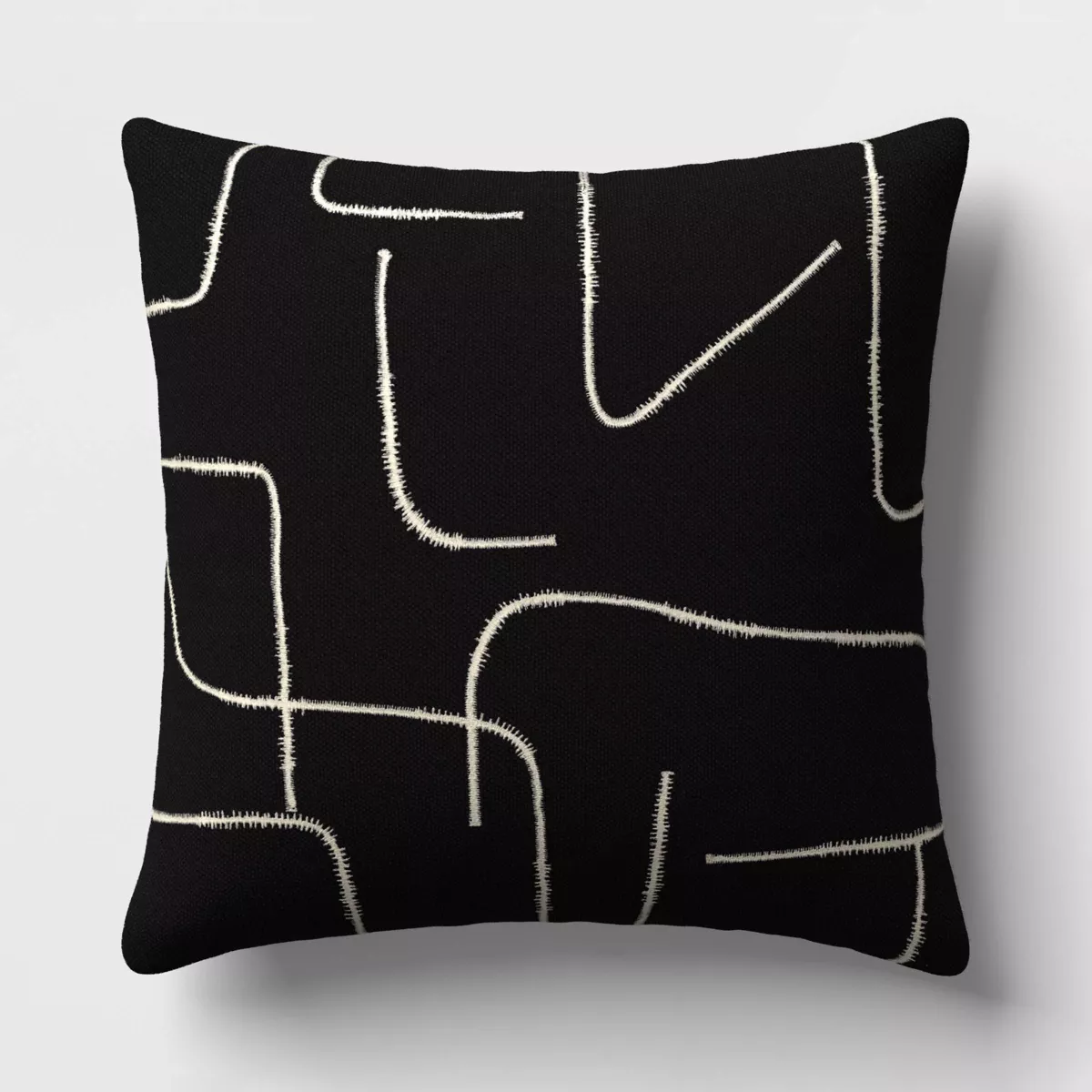 18"x18" Abstract Lines Square Outdoor Throw Pillow - Black SHOWROOM ITEM
