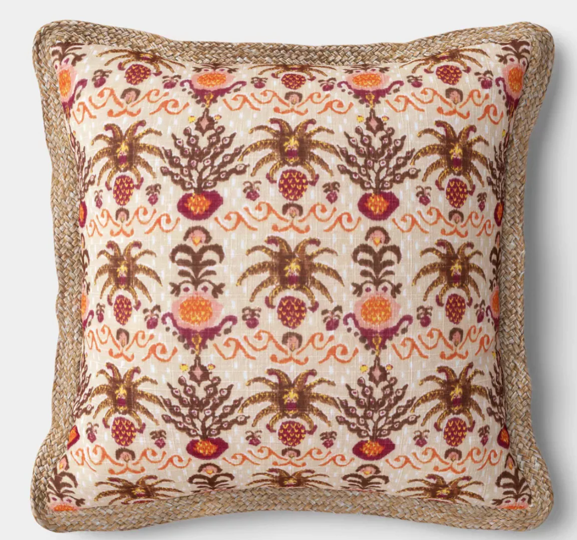 18"x18" Ikat Print Trimmed Pillow Multi - Warm - Threshold™ SHOWROOM ITEM
