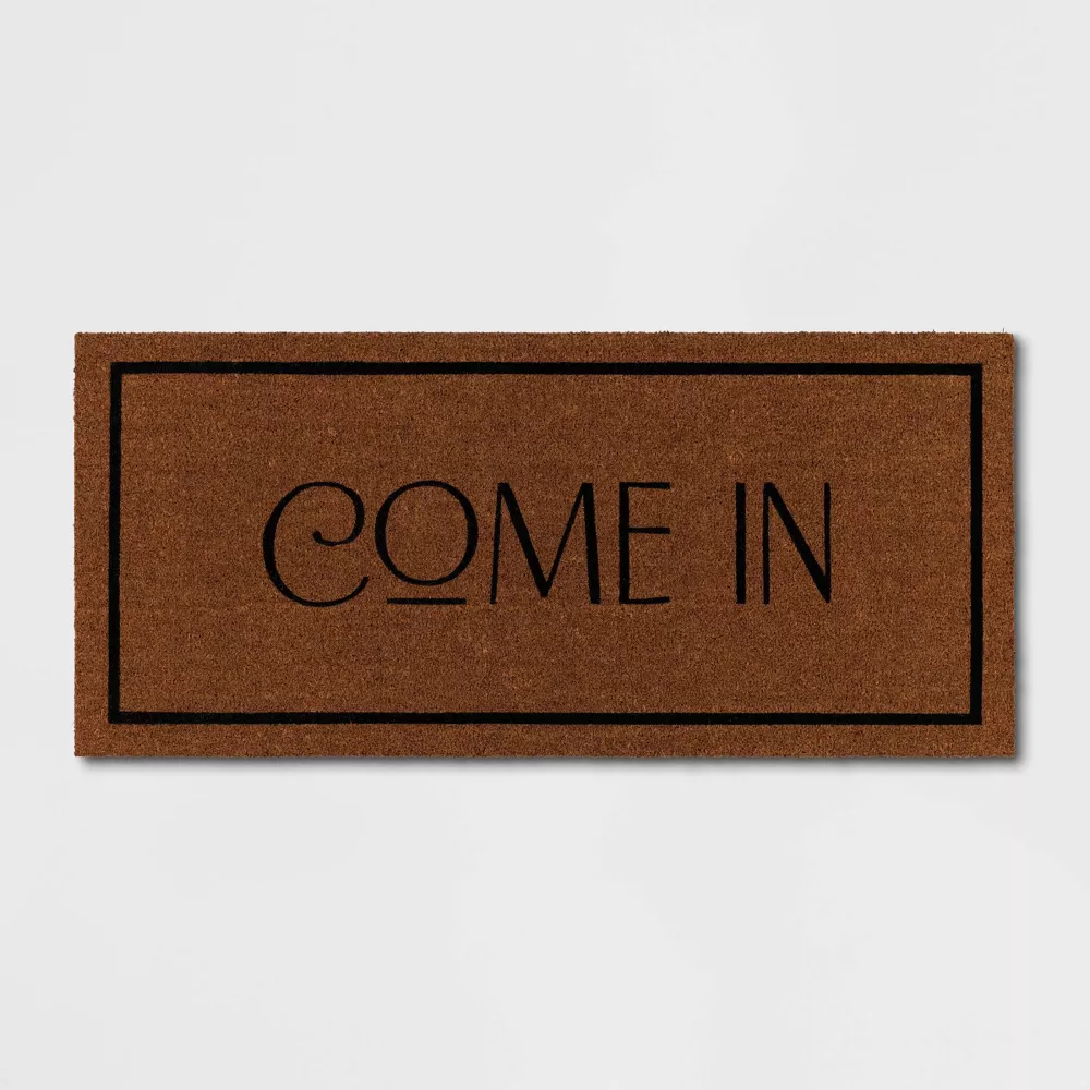 'Come In' Coir Doormat Natural 1'8"x4'