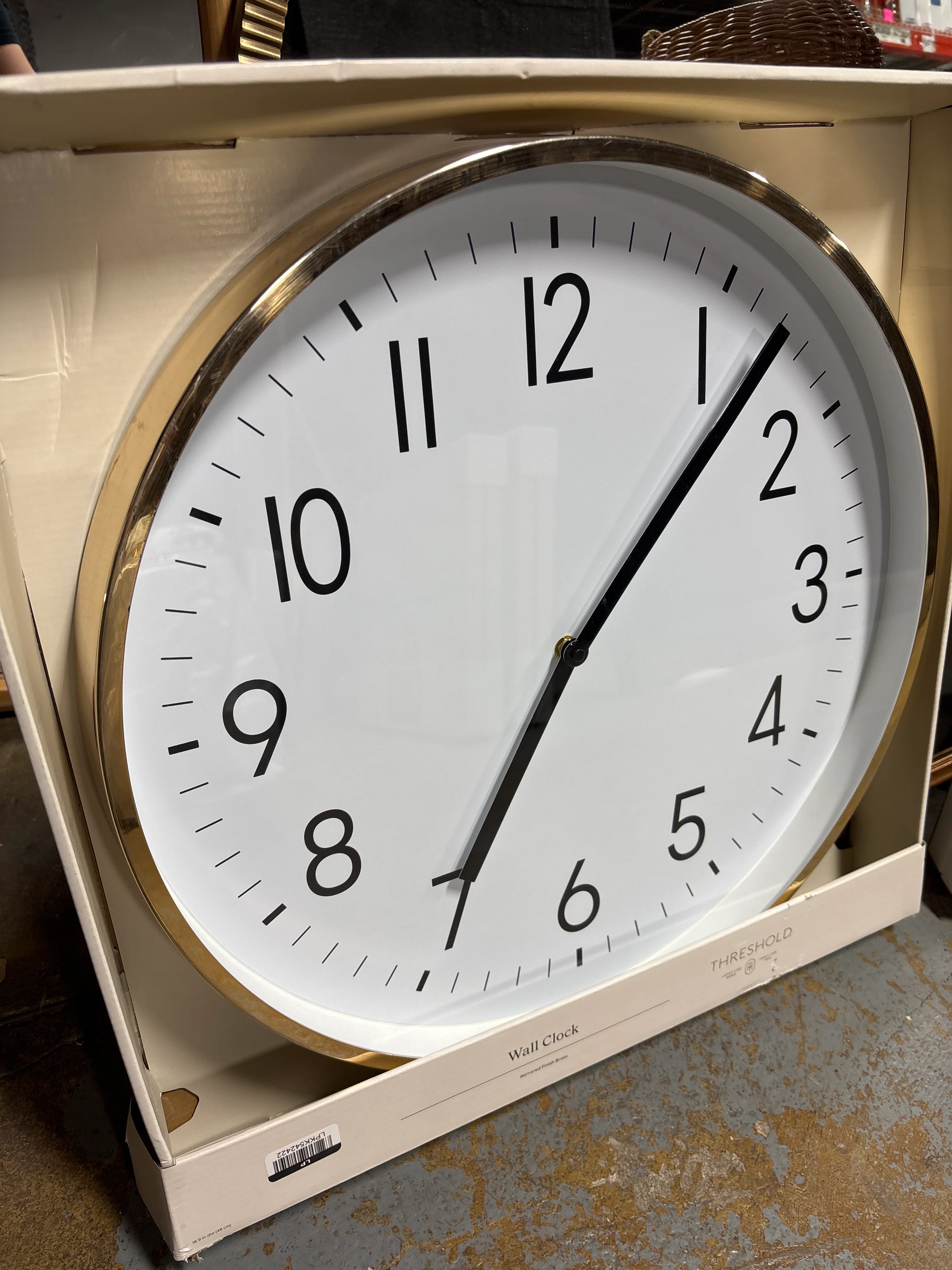 19" Plastic Mirrored Wall Clock Brass SHOWROOM ITEM - Image 2